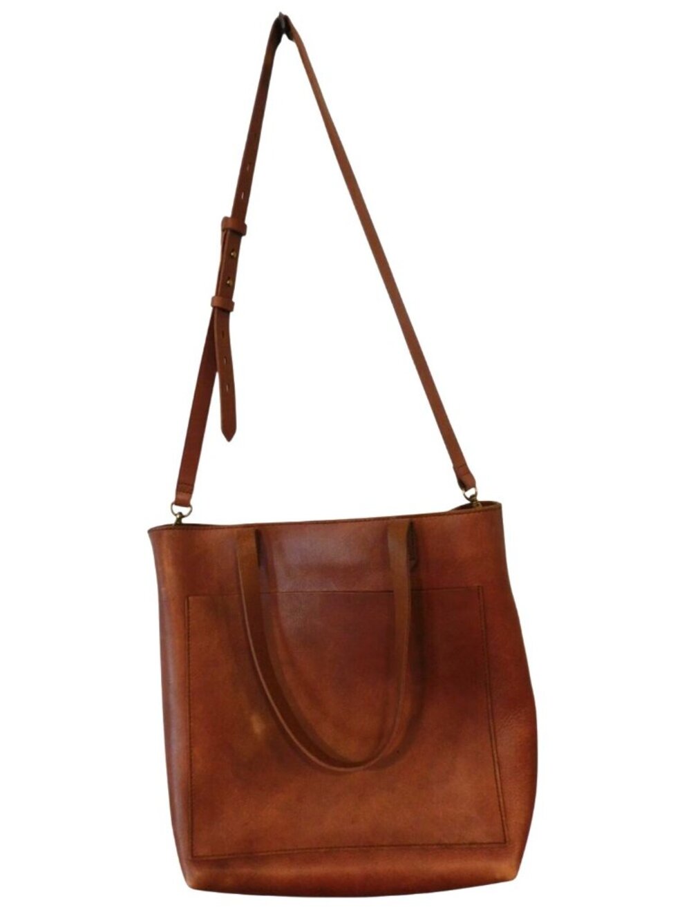 Madewell Brown Leather Transport Tote Shoulder Bag Purse Quiet Luxury READ